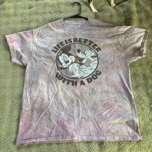 Oversized Large Life Is Better With A Dog Tie-Dye Graphic Tee - Mickey Design
